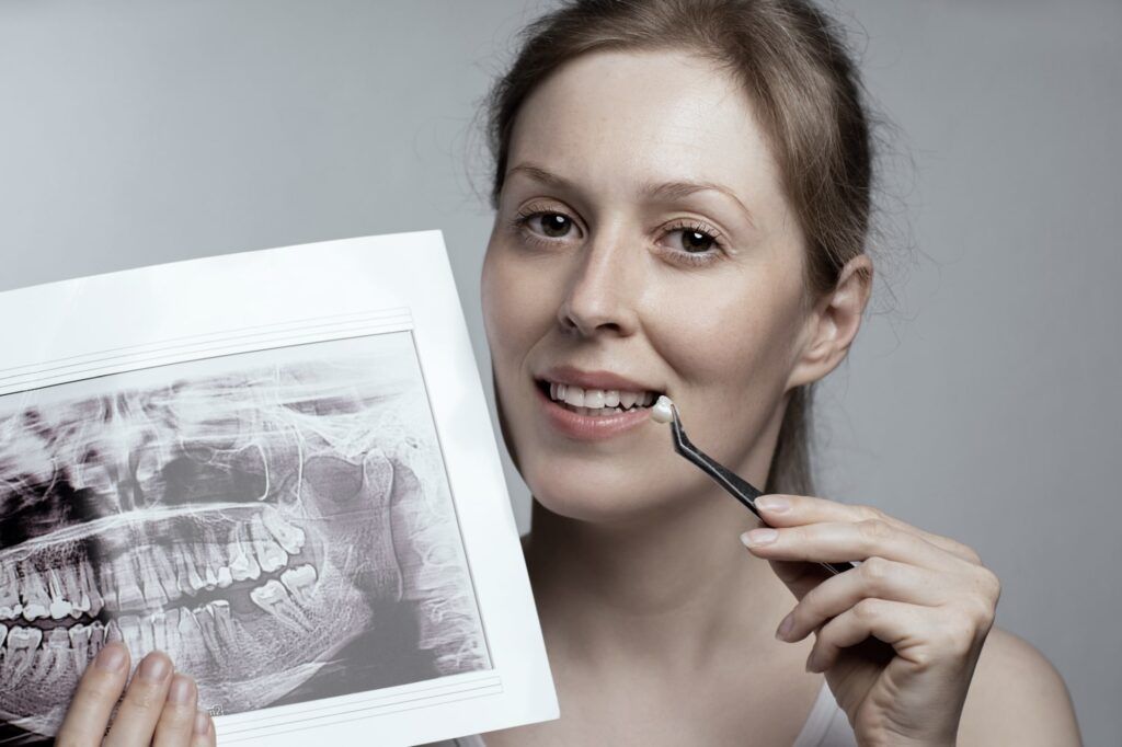 Woman with dental x ray